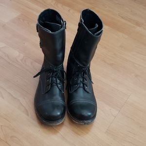 ZIGI Black Leather Combat Boots